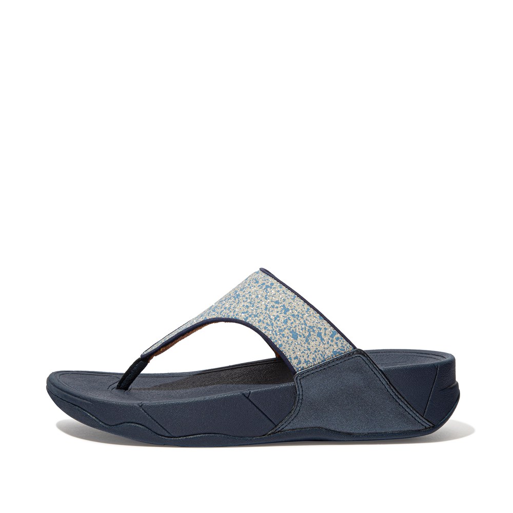 Fitflop Womens Sandals - Lulu Shimmer Toe-post - Navy - 367-YQCAIO